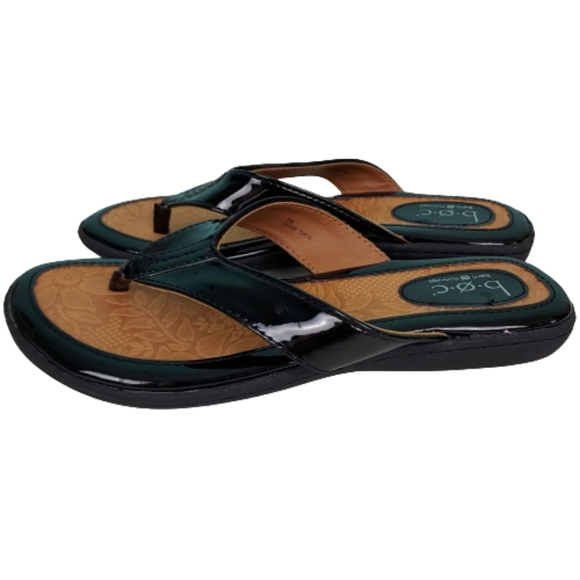 Born Concept patent leather strapy sandals, women's size 7M, black and brown - Picture 2 of 6